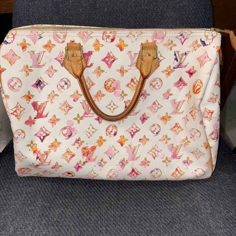 🤍 White Authentic Louis Vuitton Speedy 35 large duffel bag🤍